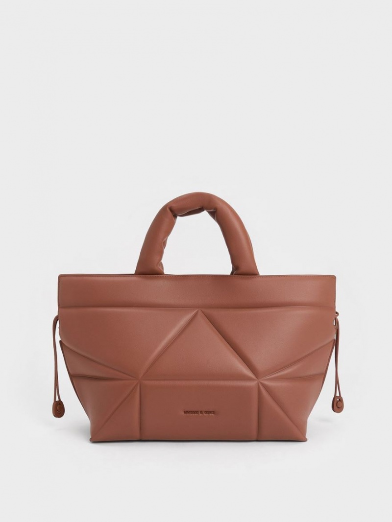 τσάντεσ tote Charles And Keith Nina δερματινα Drawstring Slouchy καφε | 45192-YDZG