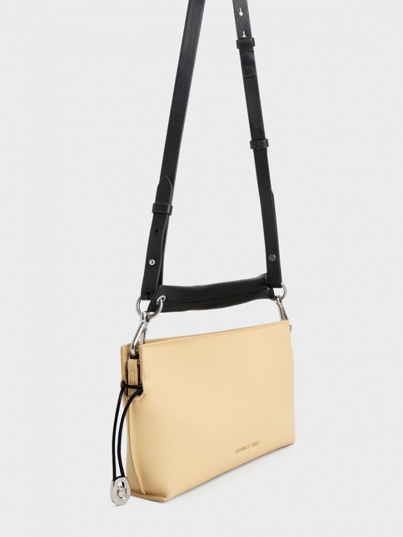 τσάντεσ tote Charles And Keith Nina δερματινα Drawstring Slouchy Μπεζ | 94235-FOZG