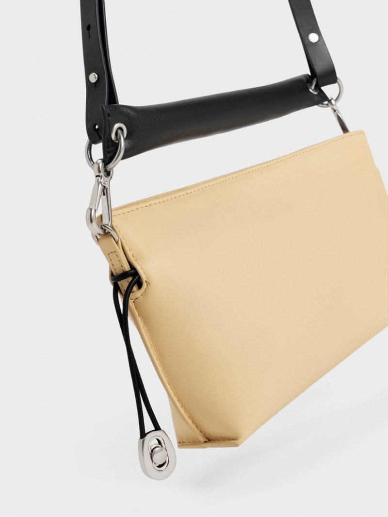 τσάντεσ tote Charles And Keith Nina δερματινα Drawstring Slouchy Μπεζ | 94235-FOZG