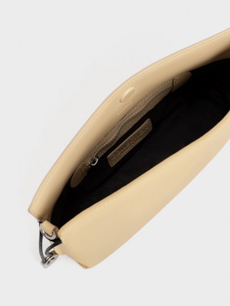 τσάντεσ tote Charles And Keith Nina δερματινα Drawstring Slouchy Μπεζ | 94235-FOZG
