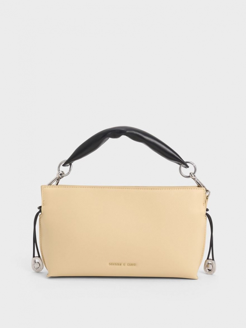 τσάντεσ tote Charles And Keith Nina δερματινα Drawstring Slouchy Μπεζ | 94235-FOZG