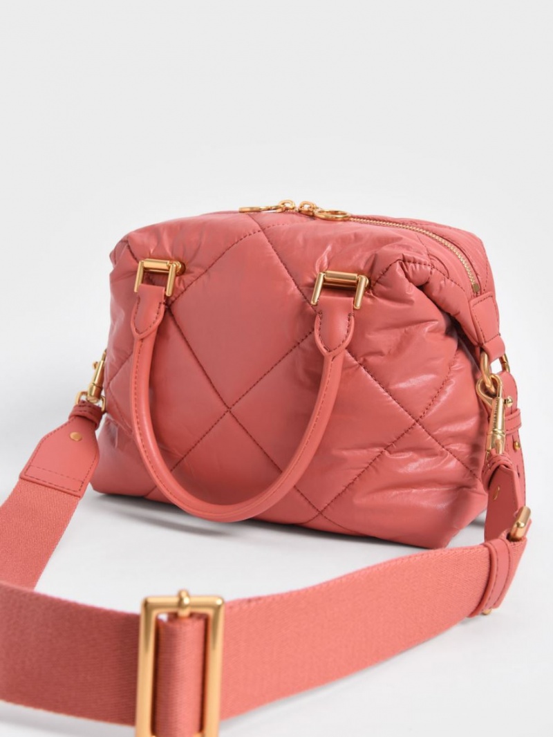τσάντεσ tote Charles And Keith Paffuto Καπιτονέ κοραλι | 52067-TZPF