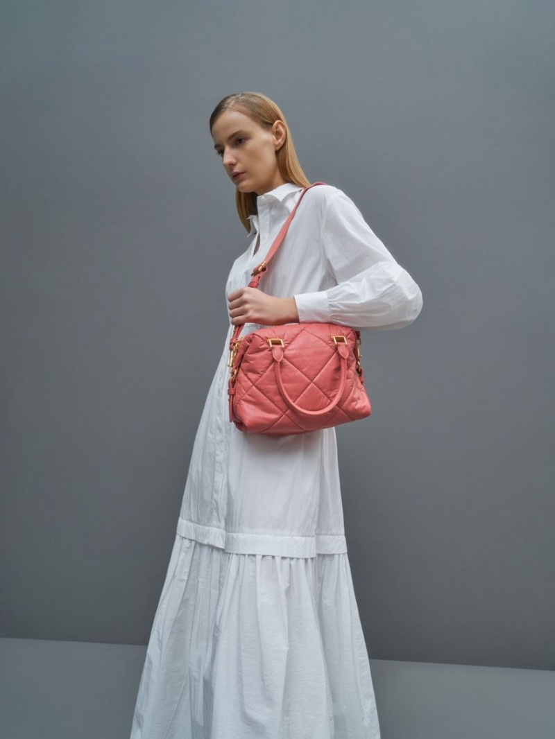τσάντεσ tote Charles And Keith Paffuto Καπιτονέ κοραλι | 52067-TZPF