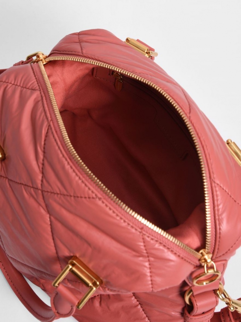τσάντεσ tote Charles And Keith Paffuto Καπιτονέ κοραλι | 52067-TZPF