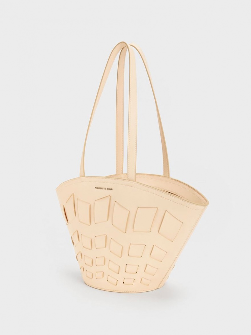 τσάντεσ tote Charles And Keith Panelled Μπεζ | 26750-CJGZ