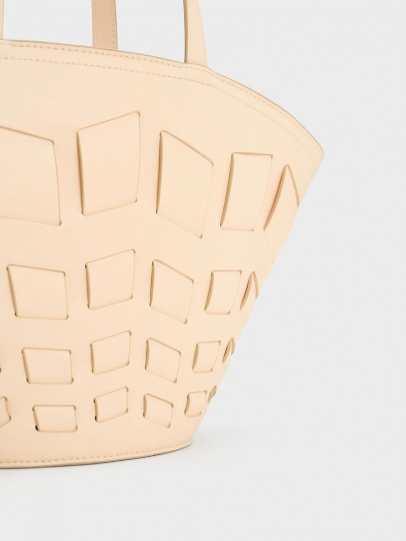 τσάντεσ tote Charles And Keith Panelled Μπεζ | 26750-CJGZ
