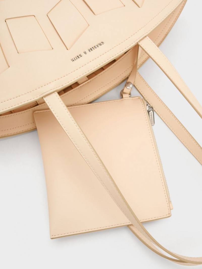 τσάντεσ tote Charles And Keith Panelled Μπεζ | 26750-CJGZ