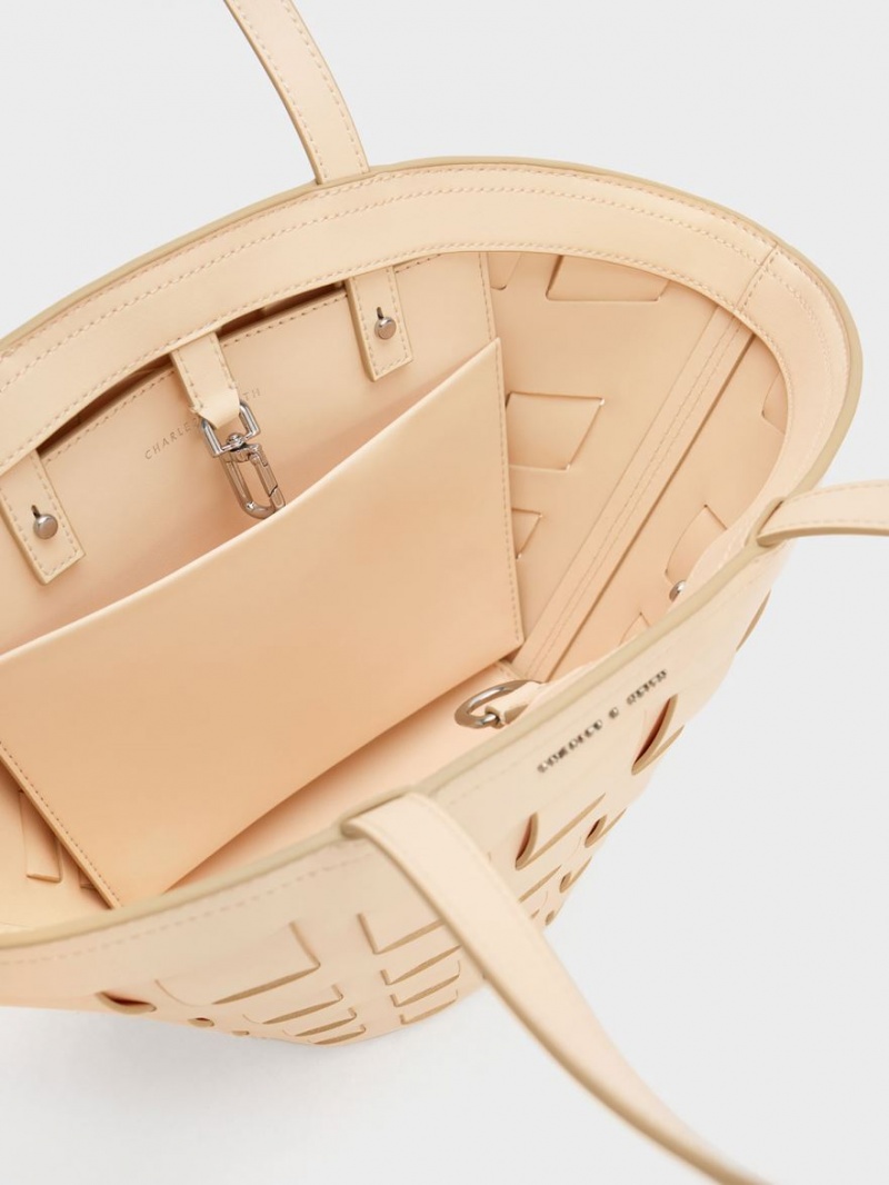 τσάντεσ tote Charles And Keith Panelled Μπεζ | 26750-CJGZ