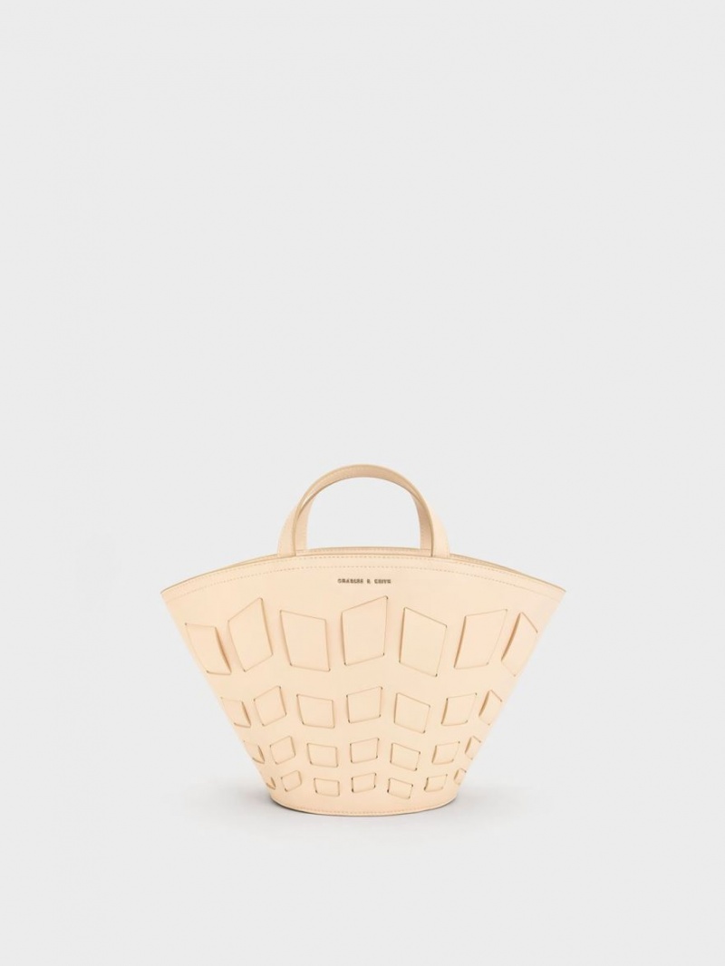 τσάντεσ tote Charles And Keith Panelled Μπεζ | 26750-CJGZ
