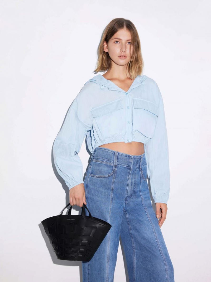 τσάντεσ tote Charles And Keith Panelled μαυρα | 91248-RLMF