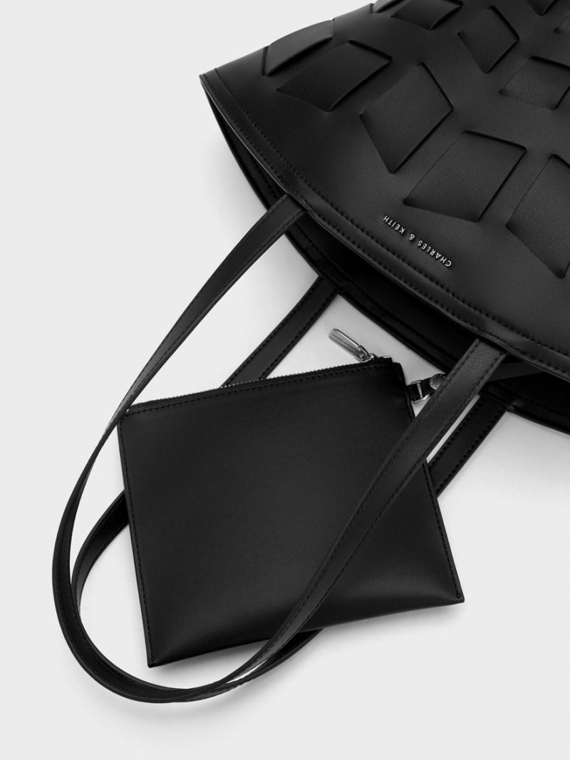 τσάντεσ tote Charles And Keith Panelled μαυρα | 91248-RLMF