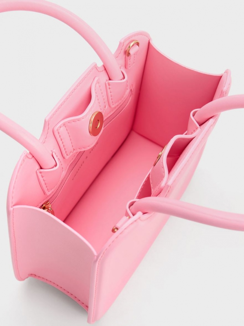 τσάντεσ tote Charles And Keith Perline Sculptural ροζ | 38071-EBKF