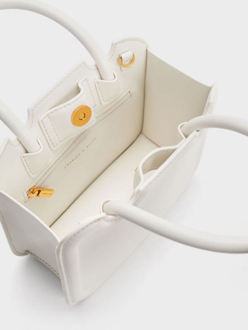 τσάντεσ tote Charles And Keith Perline Sculptural ασπρα | 76142-KRFY