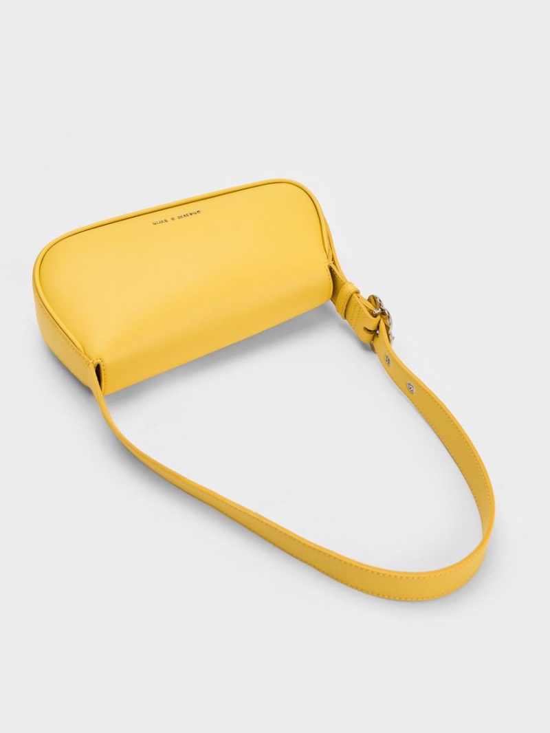 τσάντεσ tote Charles And Keith Petra Asymmetrical Front Flap κίτρινα | 83059-KGDM