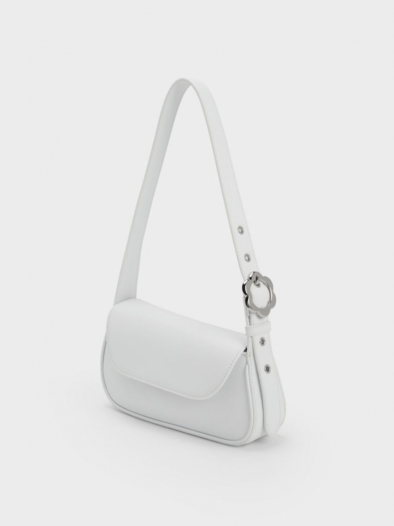 τσάντεσ tote Charles And Keith Petra Asymmetrical Front Flap ασπρα | 54208-IAFU