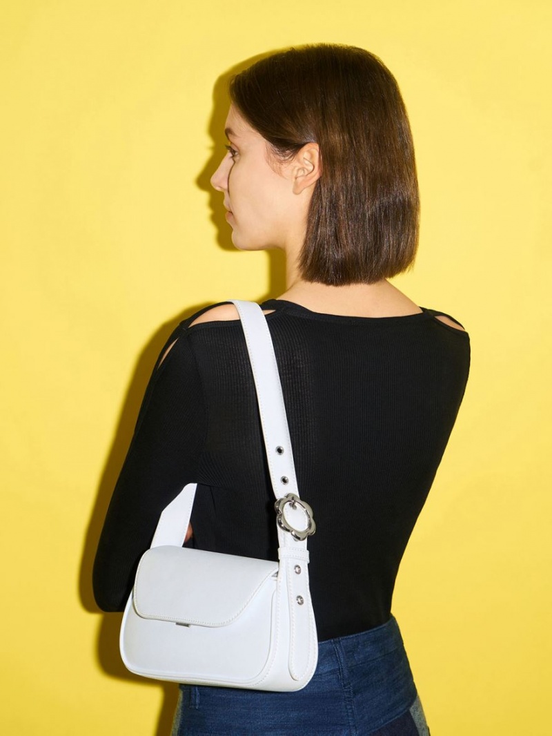 τσάντεσ tote Charles And Keith Petra Asymmetrical Front Flap ασπρα | 54208-IAFU