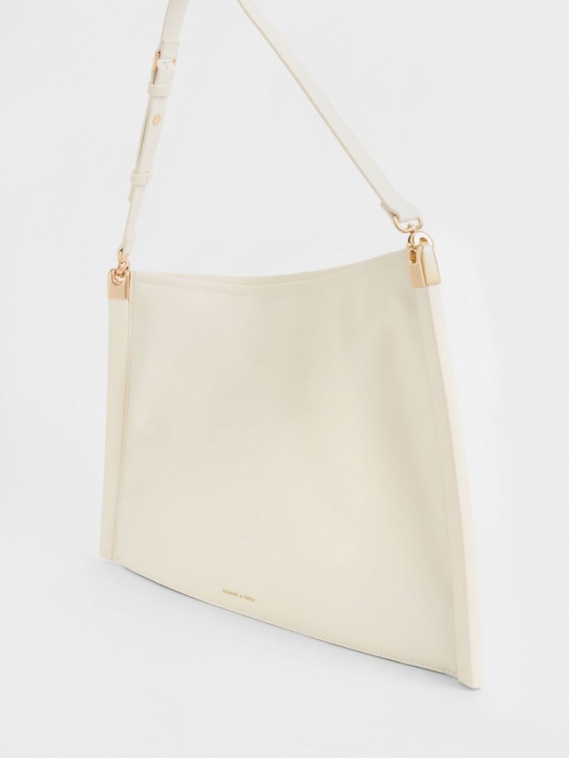 τσάντεσ tote Charles And Keith Ridley Slouchy κρέμα | 56213-ALMX