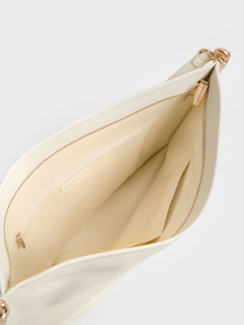 τσάντεσ tote Charles And Keith Ridley Slouchy κρέμα | 56213-ALMX
