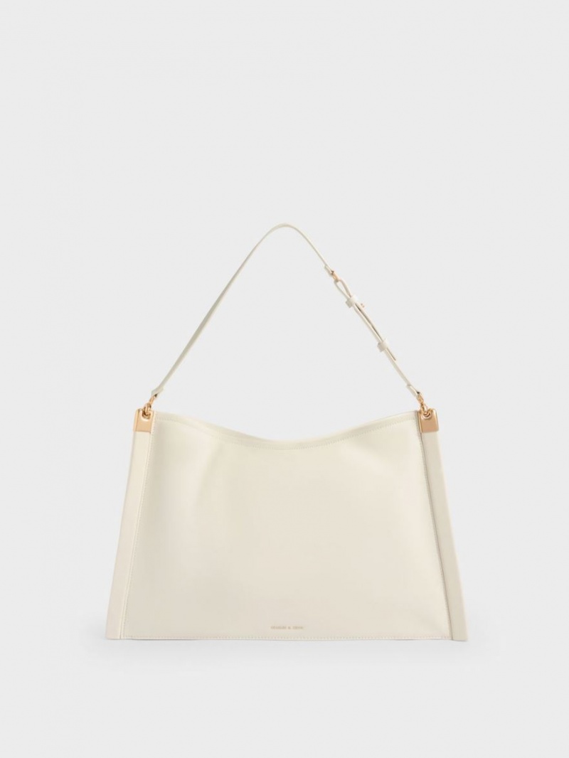 τσάντεσ tote Charles And Keith Ridley Slouchy κρέμα | 56213-ALMX