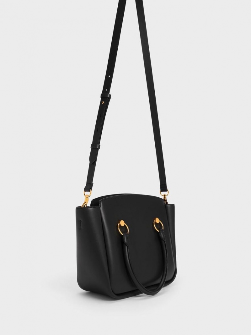 τσάντεσ tote Charles And Keith Ring-Embellished Large μαυρα | 97802-RZPE
