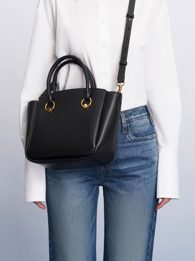 τσάντεσ tote Charles And Keith Ring-Embellished Large μαυρα | 97802-RZPE