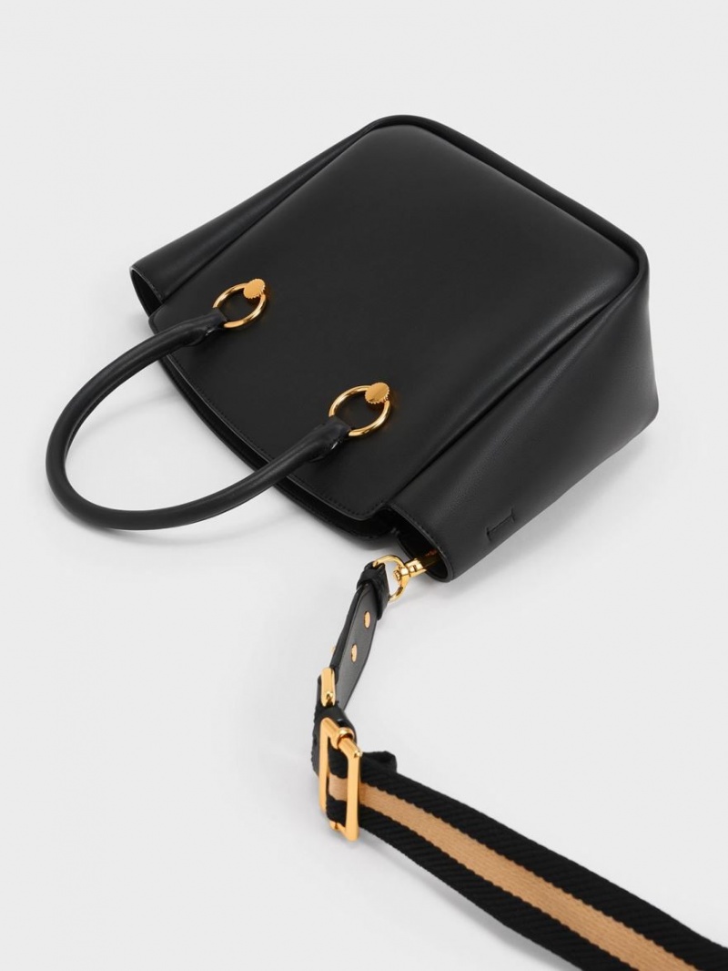 τσάντεσ tote Charles And Keith Ring-Embellished Large μαυρα | 97802-RZPE