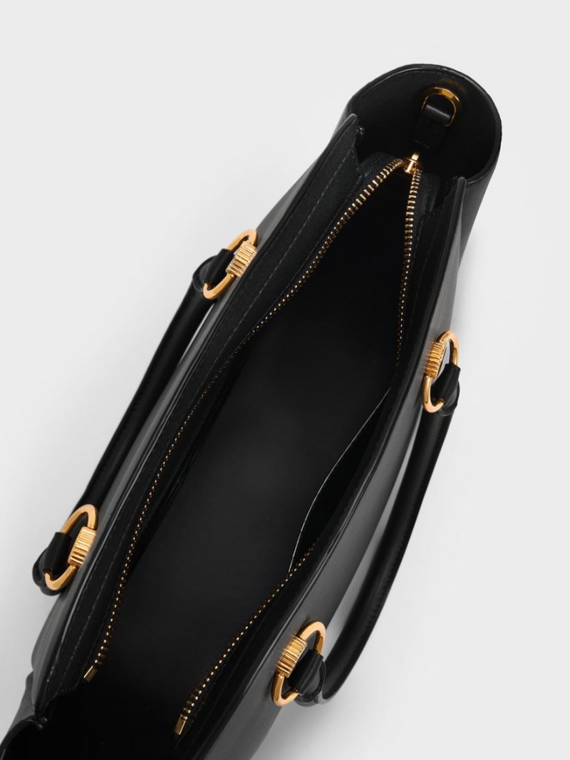 τσάντεσ tote Charles And Keith Ring-Embellished Large μαυρα | 97802-RZPE