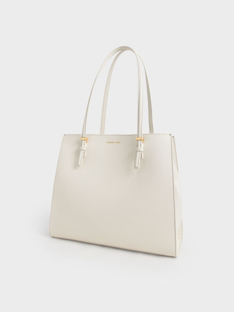 τσάντεσ tote Charles And Keith Sansa κρέμα | 32870-TORV