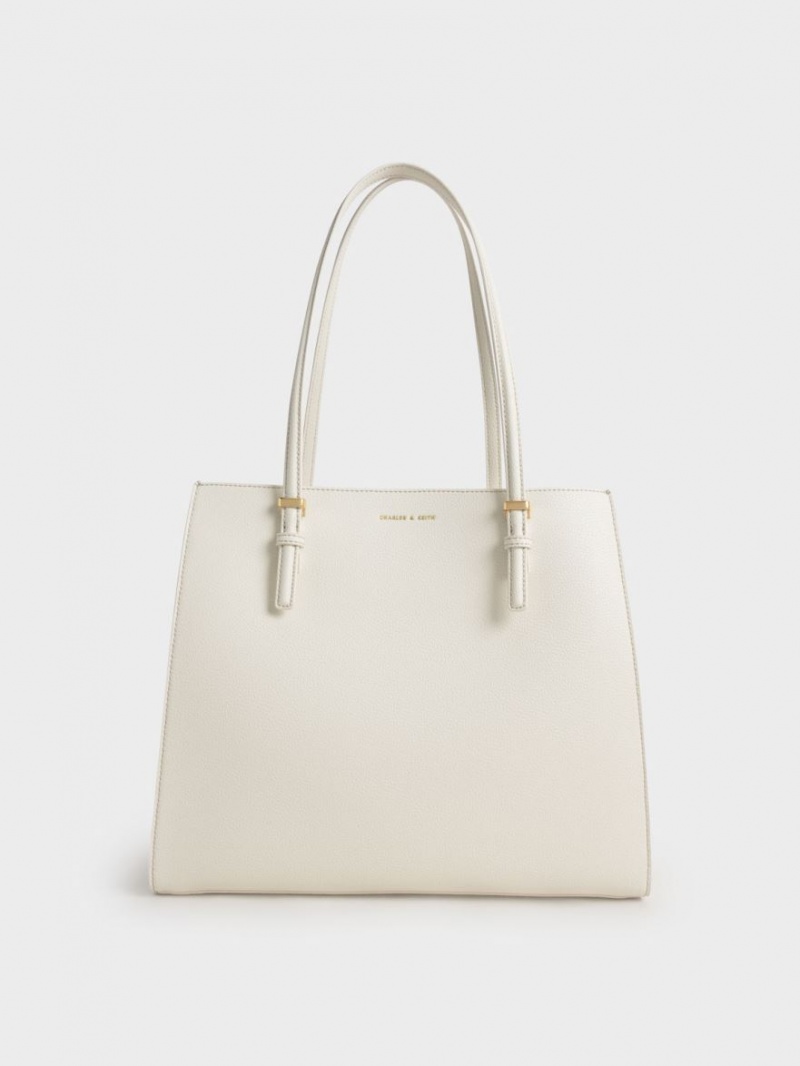 τσάντεσ tote Charles And Keith Sansa κρέμα | 32870-TORV