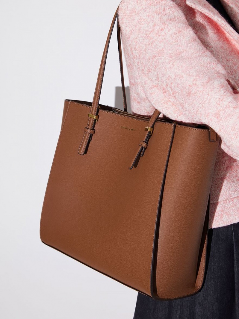 τσάντεσ tote Charles And Keith Sansa σοκολάτα | 65487-YGWP