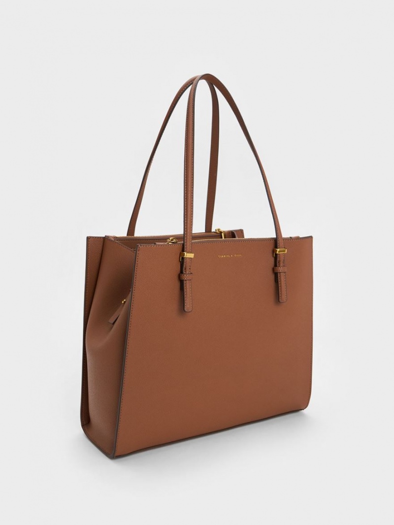 τσάντεσ tote Charles And Keith Sansa σοκολάτα | 65487-YGWP