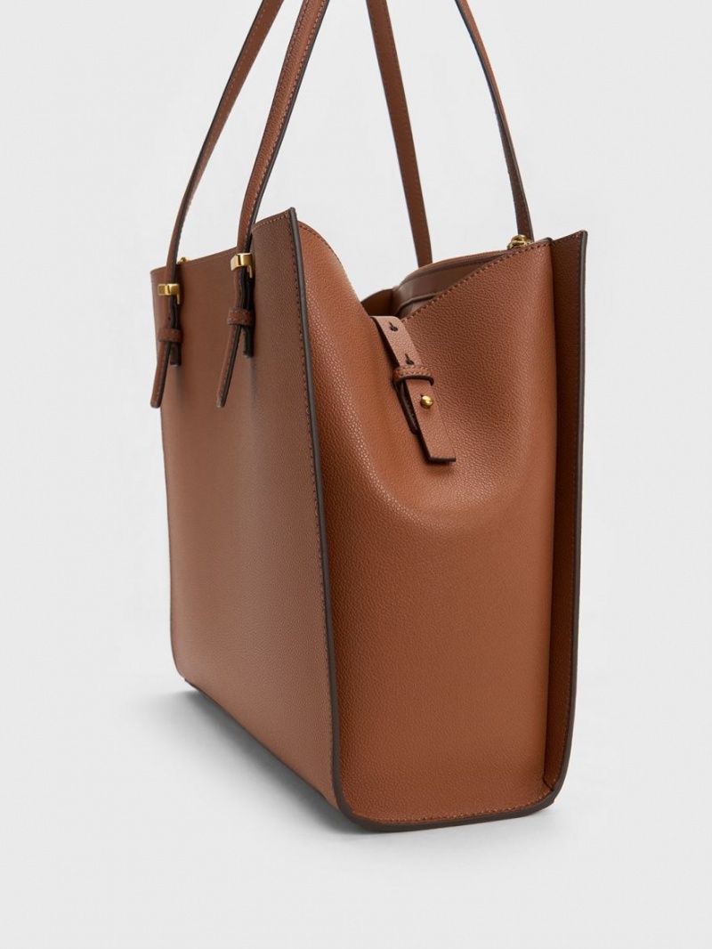 τσάντεσ tote Charles And Keith Sansa σοκολάτα | 65487-YGWP