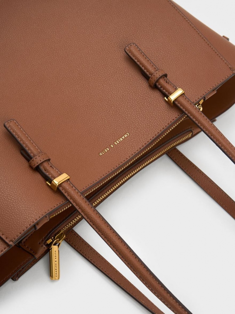 τσάντεσ tote Charles And Keith Sansa σοκολάτα | 65487-YGWP
