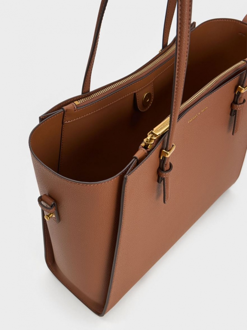 τσάντεσ tote Charles And Keith Sansa σοκολάτα | 65487-YGWP