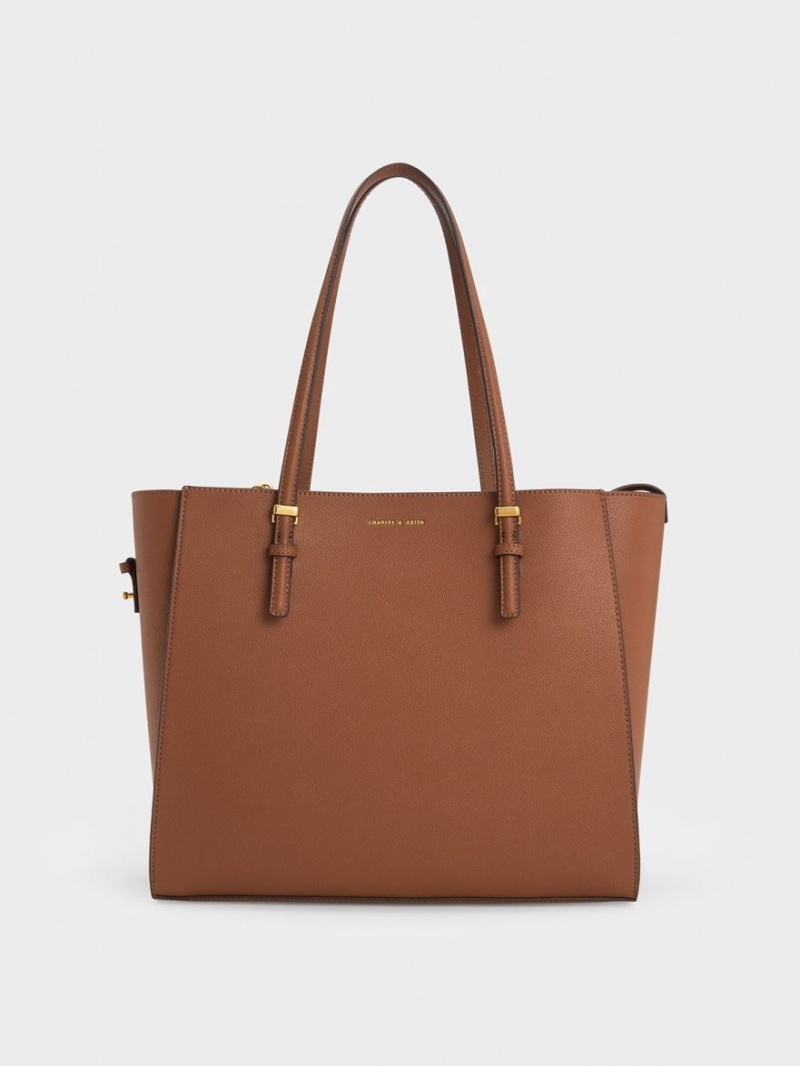 τσάντεσ tote Charles And Keith Sansa σοκολάτα | 65487-YGWP