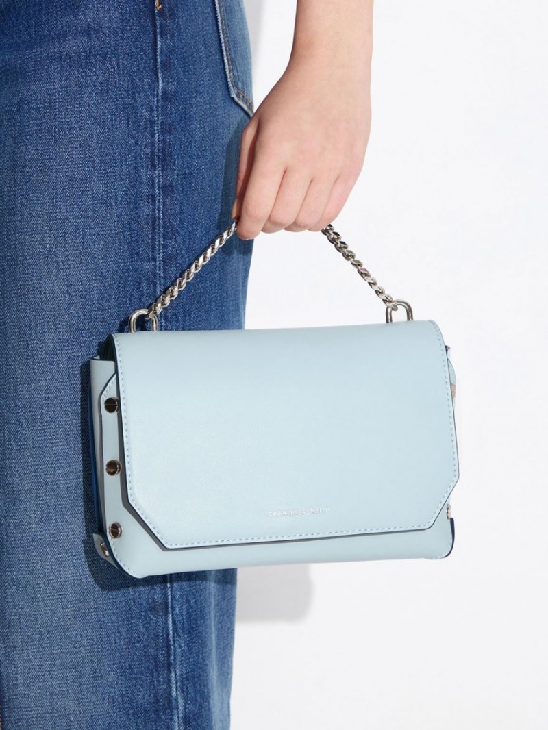 τσάντεσ tote Charles And Keith Screw Motif Front Flap μπλε | 45617-XAYF