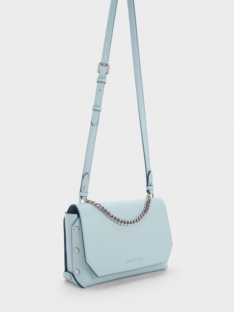 τσάντεσ tote Charles And Keith Screw Motif Front Flap μπλε | 45617-XAYF
