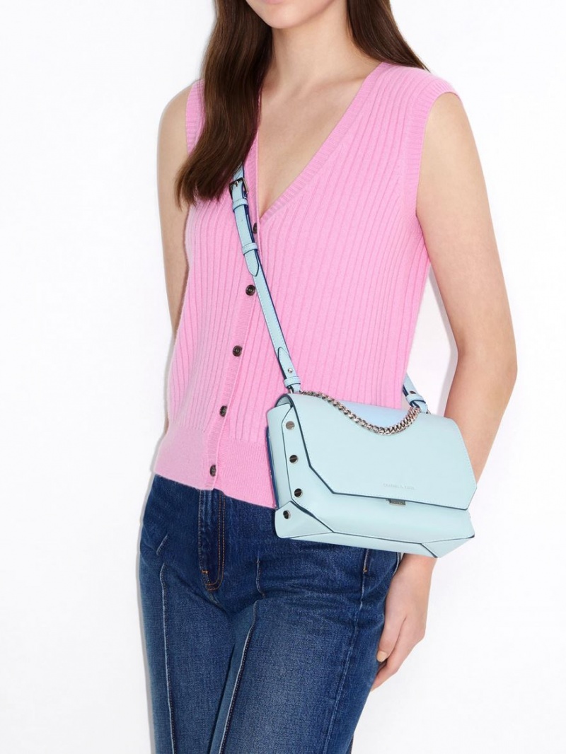τσάντεσ tote Charles And Keith Screw Motif Front Flap μπλε | 45617-XAYF