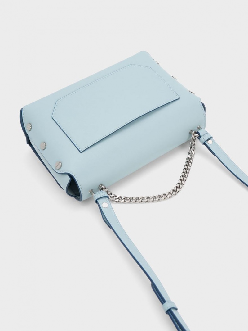 τσάντεσ tote Charles And Keith Screw Motif Front Flap μπλε | 45617-XAYF