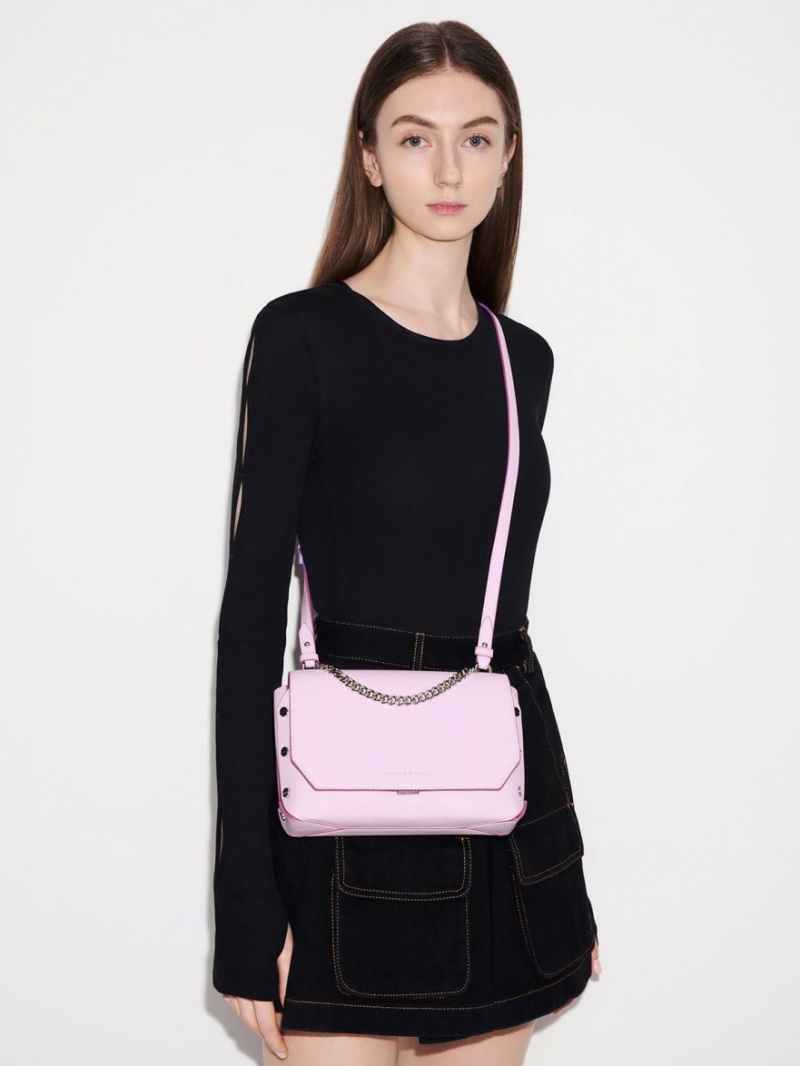 τσάντεσ tote Charles And Keith Screw Motif Front Flap μωβ | 48962-OZHM