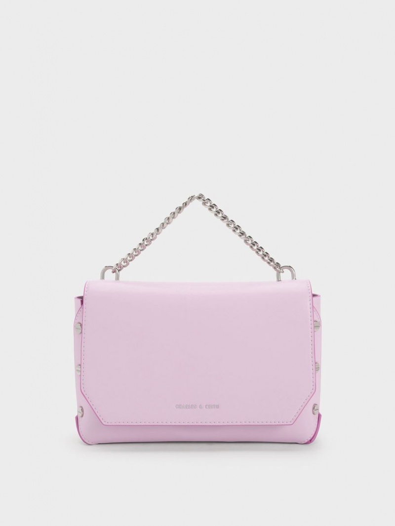 τσάντεσ tote Charles And Keith Screw Motif Front Flap μωβ | 48962-OZHM