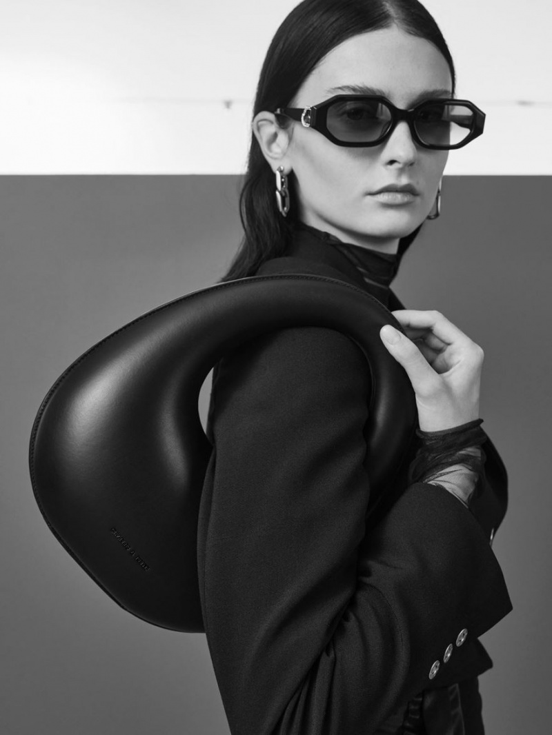 τσάντεσ tote Charles And Keith Sculptural Top Handle Moon μαυρα | 51380-GOVX