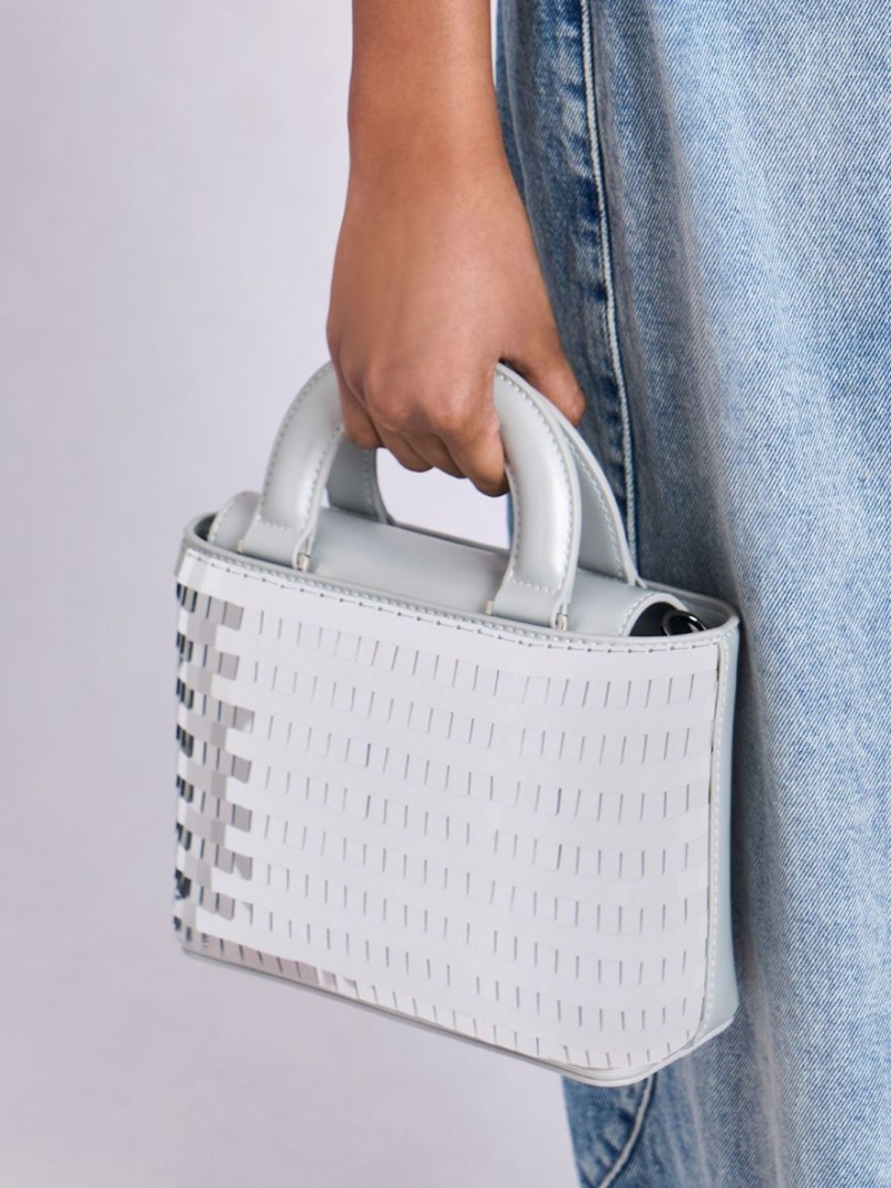 τσάντεσ tote Charles And Keith Sequinned Double Handle ασημι | 14580-QIVR
