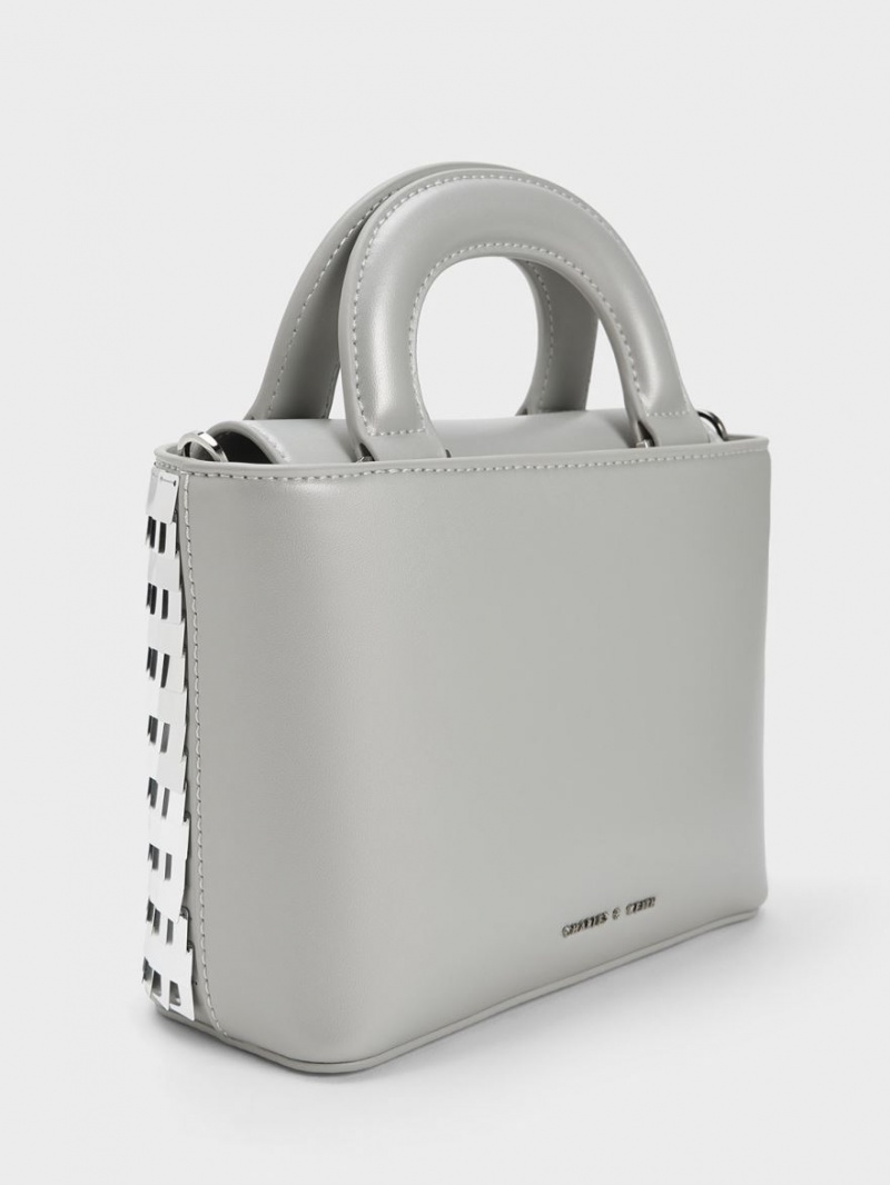 τσάντεσ tote Charles And Keith Sequinned Double Handle ασημι | 14580-QIVR