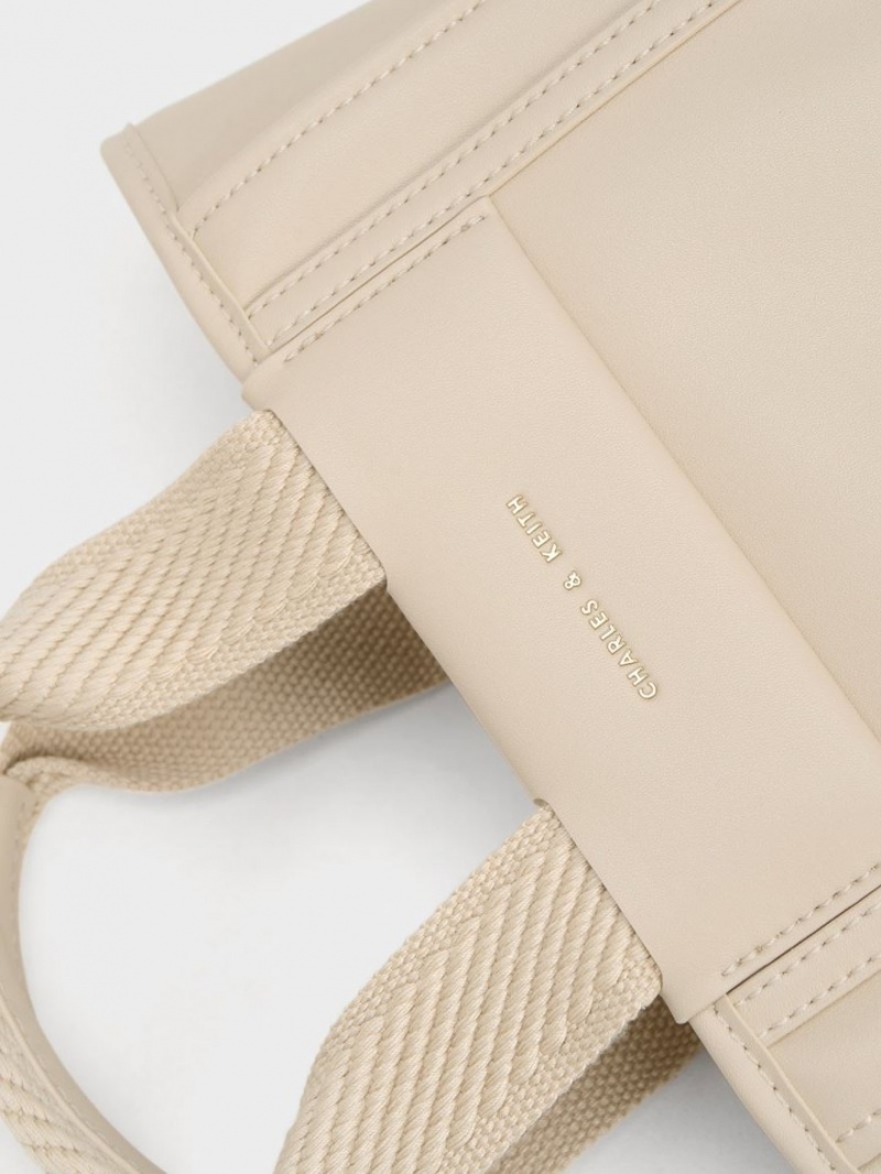 τσάντεσ tote Charles And Keith Shalia Chain-Handle Μπεζ | 01324-CYIQ