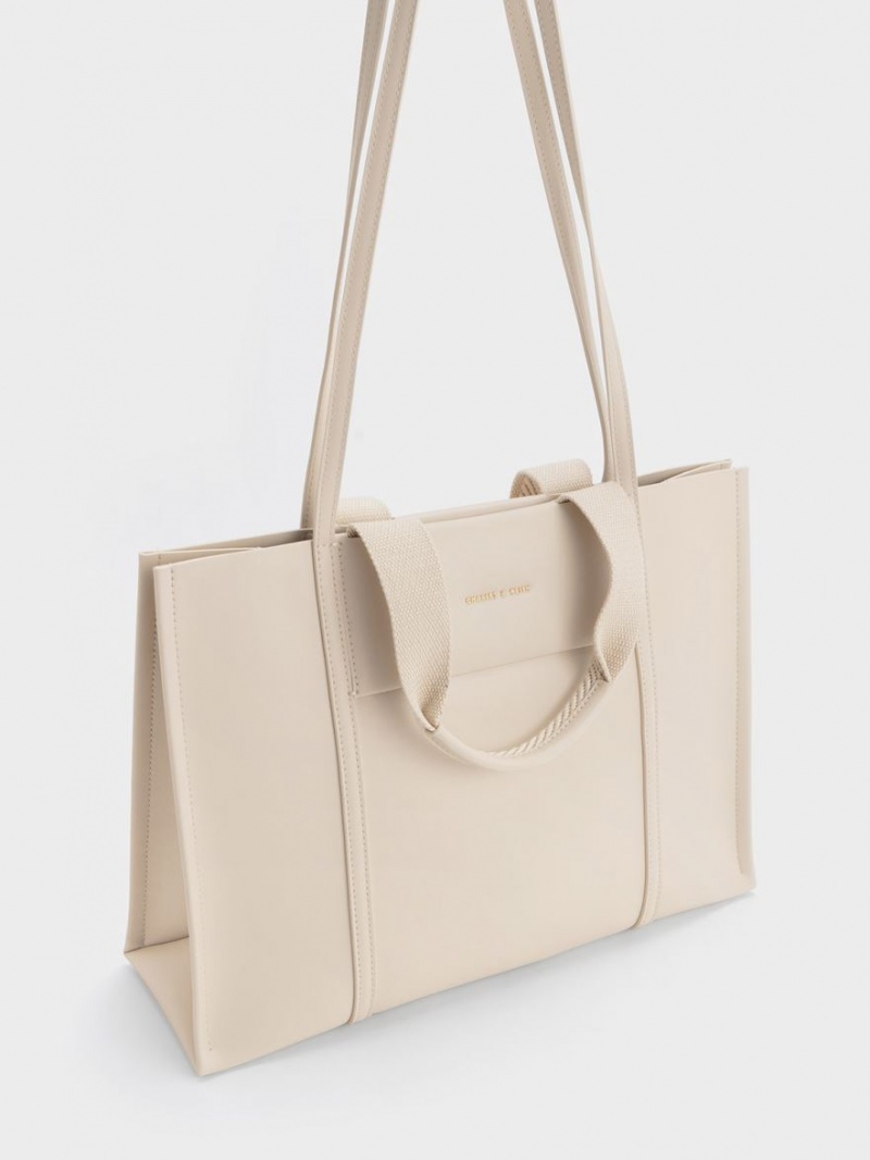 τσάντεσ tote Charles And Keith Shalia Μπεζ | 62047-DETG