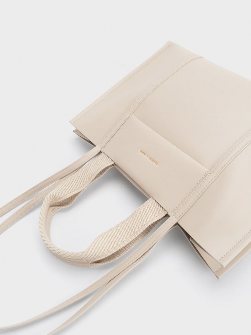τσάντεσ tote Charles And Keith Shalia Μπεζ | 62047-DETG