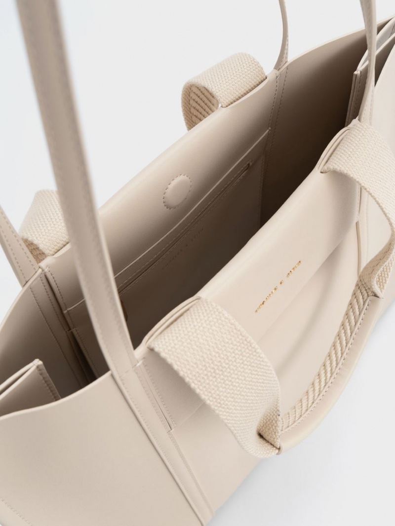 τσάντεσ tote Charles And Keith Shalia Μπεζ | 62047-DETG