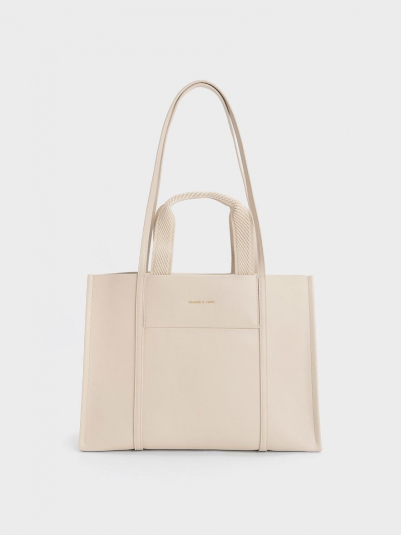 τσάντεσ tote Charles And Keith Shalia Μπεζ | 62047-DETG