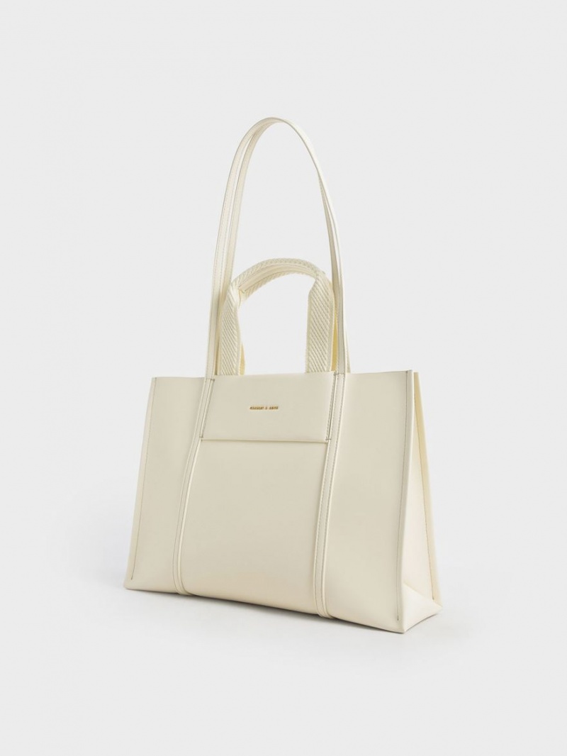 τσάντεσ tote Charles And Keith Shalia κρέμα | 73180-SBXV